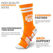 Basketball Woven Mid-Calf Socks - Ball (Orange/White)