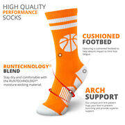 Basketball Woven Mid-Calf Socks - Ball (Orange/White)