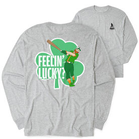 Baseball Tshirt Long Sleeve - Feelin' Lucky Baseball (Back Design)