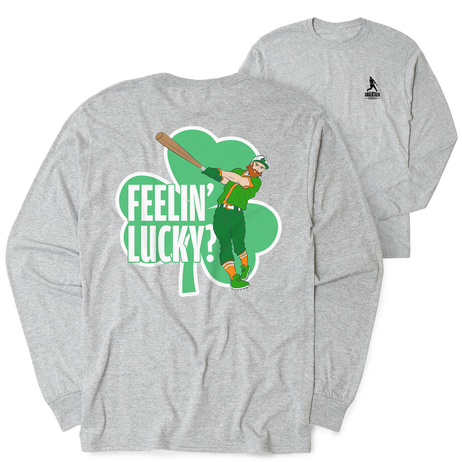 Baseball Tshirt Long Sleeve - Feelin' Lucky Baseball (Back Design)