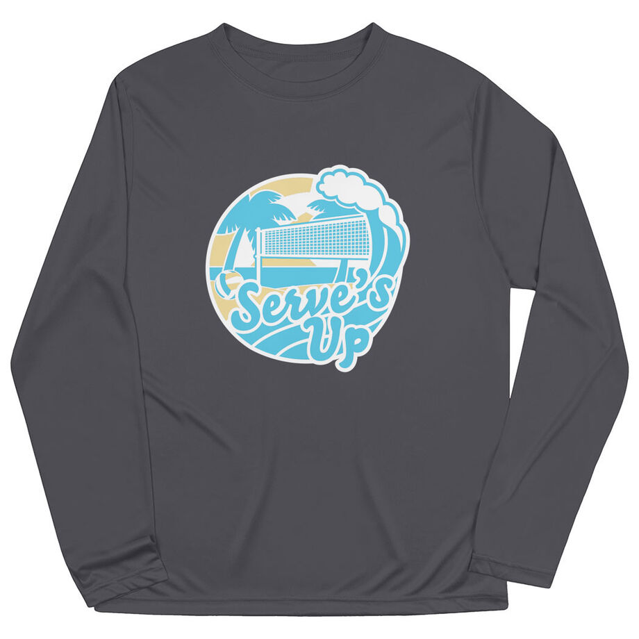 Volleyball Long Sleeve Performance Tee - Serve's Up - Personalization Image