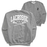 Guys Lacrosse Crewneck Sweatshirt - Lacrosse Crossed Sticks (Back Design)