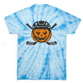 Hockey Short Sleeve T-Shirt - Hockey Helmet Pumpkin Tie Dye