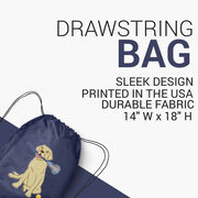 Girls Lacrosse Drawstring Backpack - Chase The Lax Dog 