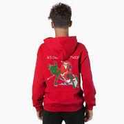 Hockey Hooded Sweatshirt - He's Checking It Twice (Back Design) 