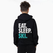 Skiing Hooded Sweatshirt - Eat Sleep Ski (Back Design)