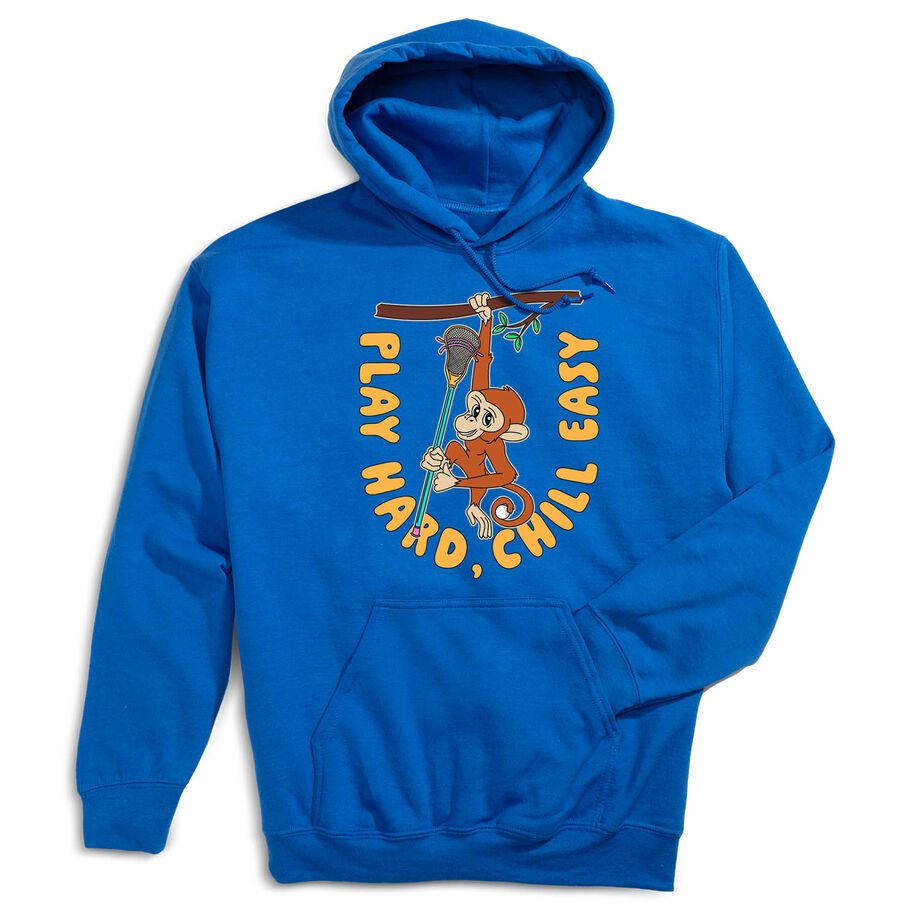Guys Lacrosse Hooded Sweatshirt - Play Hard, Chill Easy