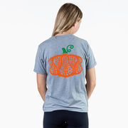 Girls Lacrosse Short Sleeve T-Shirt - Lax Stick Pumpkin (Back Design)