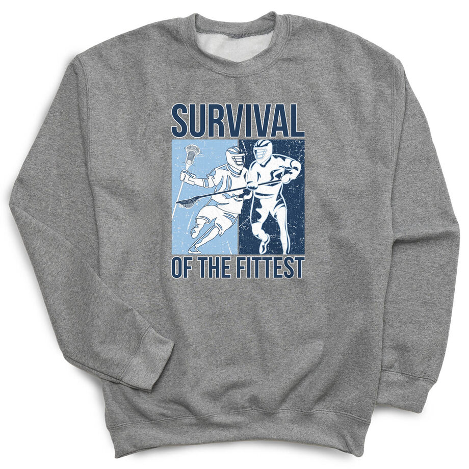 Guys Lacrosse Crewneck Sweatshirt - Survival of the Fittest
