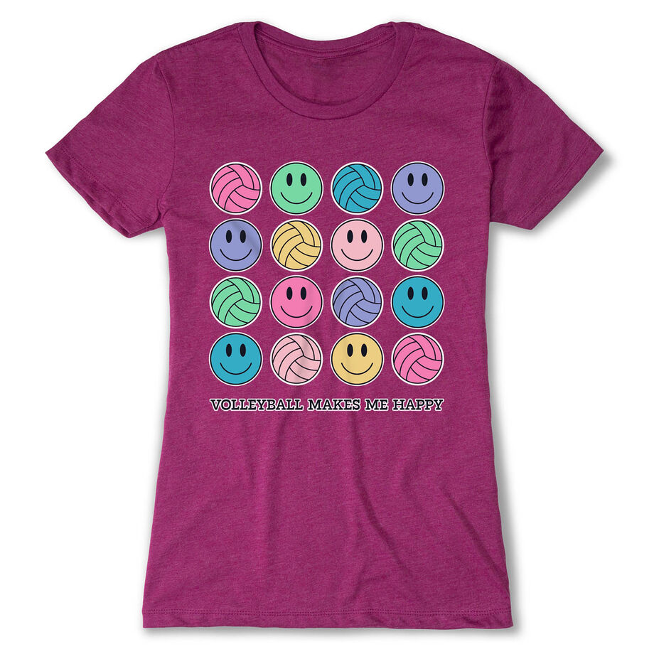 Volleyball Women's Everyday Tee - Volleyball Makes Me Happy