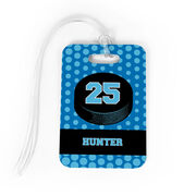 Hockey Bag/Luggage Tag - Personalized Hockey Puck with Dots Background