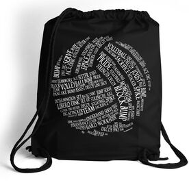 Volleyball Drawstring Backpack Volleyball Words [Black] - SS