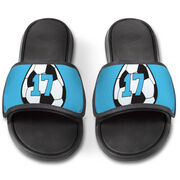 Soccer Repwell&reg; Slide Sandals - Soccer Ball with Number