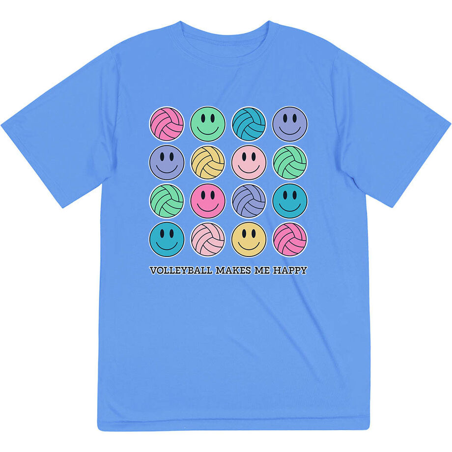 Volleyball Short Sleeve Performance Tee - Volleyball Makes Me Happy