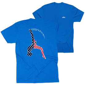 Gymnastics Short Sleeve T-Shirt - Stars and Stripes Gymnast (Back Design)