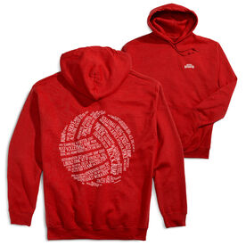 Volleyball Hooded Sweatshirt - Volleyball Words (Back Design) [Adult Medium/Red] - SS