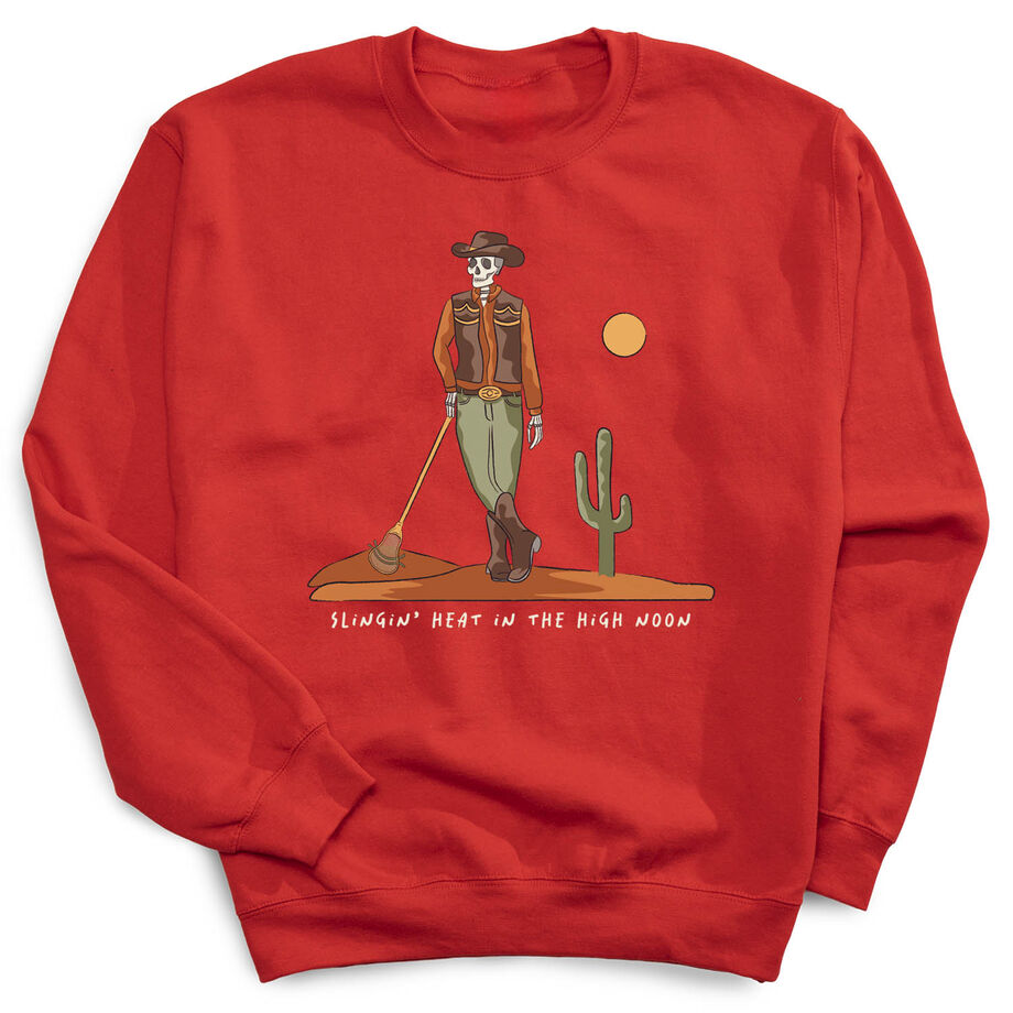 Guys Lacrosse Crewneck Sweatshirt - Slingin Heat In The High Noon