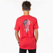 Guys Lacrosse Short Sleeve T-Shirt - Patriotic Stick (Back Design)