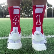 Team Number Woven Mid-Calf Socks - Red