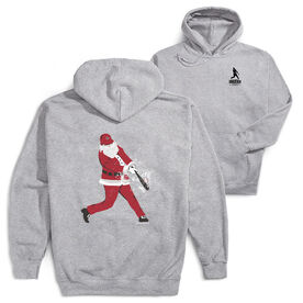 Baseball Hooded Sweatshirt - Home Run Santa(Back Design) [Youth Large/Gray] - SS