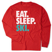 Skiing & Snowboarding Tshirt Long Sleeve - Eat. Sleep. Ski