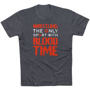 Wrestling T-Shirt Short Sleeve - Blood Time [Adult Small/Charcoal] - SS