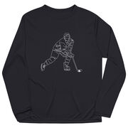 Hockey Long Sleeve Performance Tee - Hockey Player Sketch