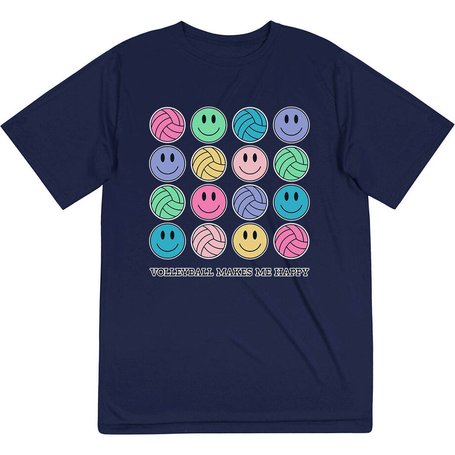 Volleyball Short Sleeve Performance Tee - Volleyball Makes Me Happy
