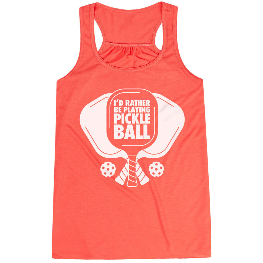 Pickleball Flowy Racerback Tank Top - I'd Rather Be Playing Pickleball