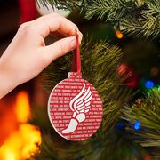 Cross Country Round Ceramic Ornament - Inspirational Words Winged Foot
