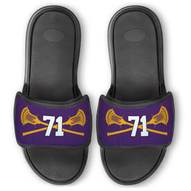 Guys Lacrosse Repwell&reg; Slide Sandals - Crossed Sticks with Number