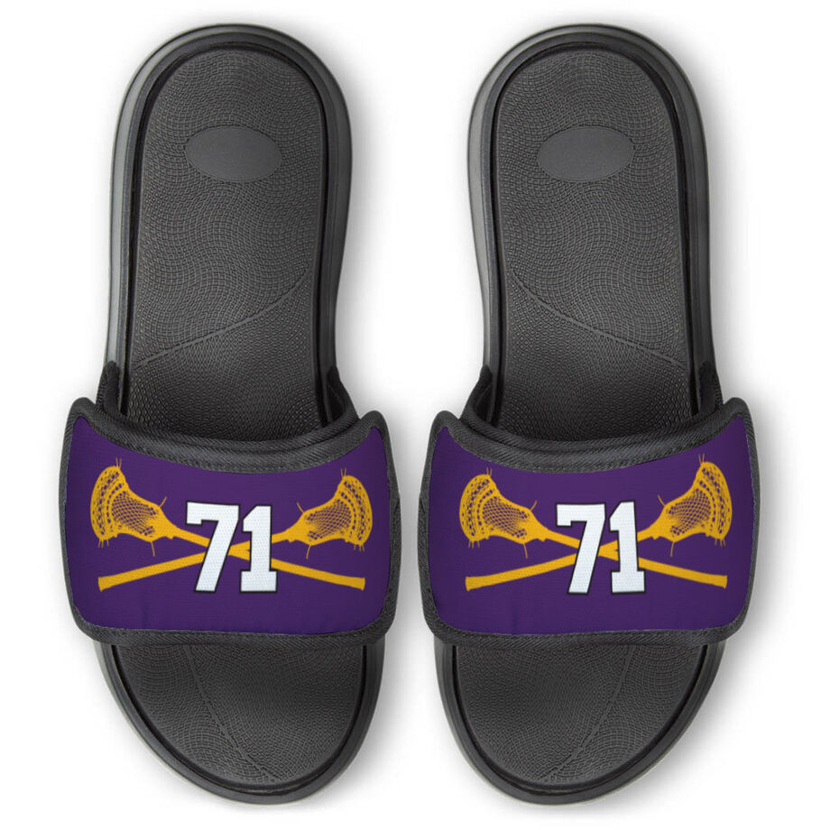 Guys Lacrosse Repwell&reg; Slide Sandals - Crossed Sticks with Number