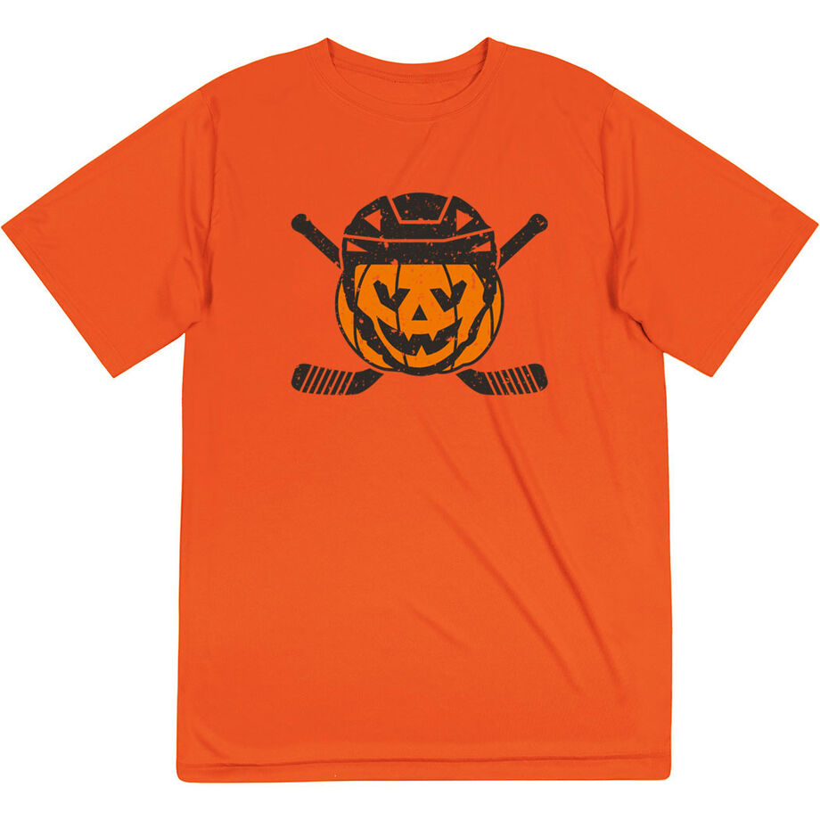 Hockey Short Sleeve Performance Tee - Helmet Pumpkin