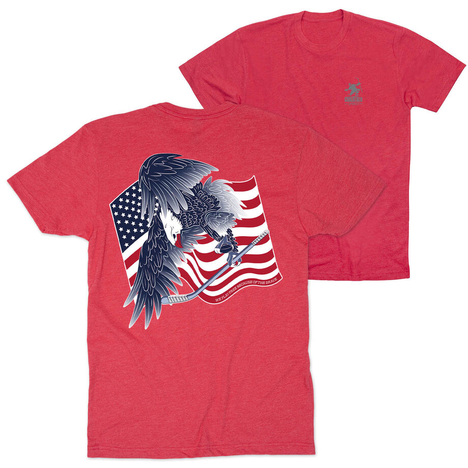 Hockey Short Sleeve T-Shirt - Hockey Eagle (Back Design) 