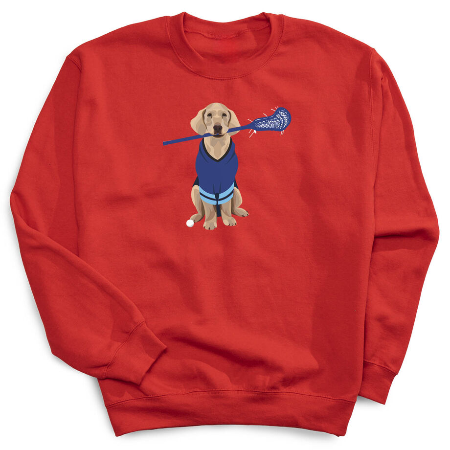Guys Lacrosse Crewneck Sweatshirt - Laxer the Lacrosse Dog