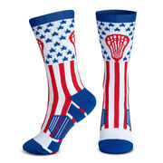 Lacrosse Woven Mid-Calf Socks - American Lax (Red/White/Blue)