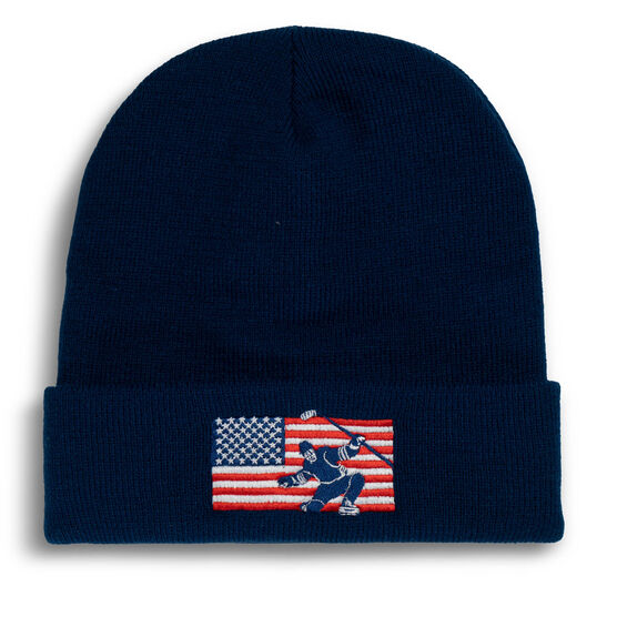 Hockey Embroidered Beanie - Patriotic Hockey