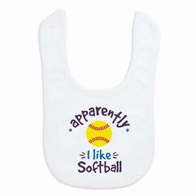 Softball Baby Bib - Apparently, I Like Softball