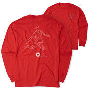 Soccer Tshirt Long Sleeve - Soccer Guy Player Sketch (Back Design)