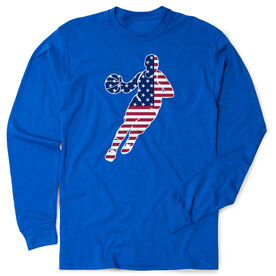 Basketball Tshirt Long Sleeve - Basketball Stars and Stripes Player