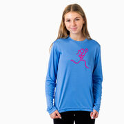 Girls Lacrosse Long Sleeve Performance Tee - Neon Lax Girl