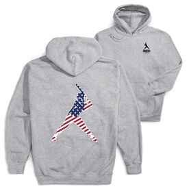 Softball Hooded Sweatshirt - Softball Stars and Stripes Player (Back Design)