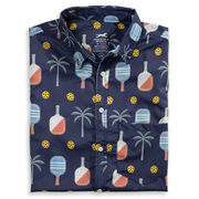 Pickleball Performance Short Sleeve Button Down Shirt - Palm and Paddle