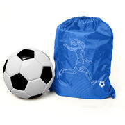 Soccer Drawstring Backpack - Soccer Girl Player Sketch