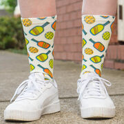 Pickleball Graphic Flex Mid-Calf Socks - Pickleball Doodle