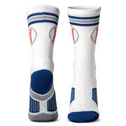 Baseball Woven Mid-Calf Socks - Blue Striped