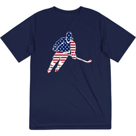 Hockey Short Sleeve Performance Tee - Hockey Stars and Stripes Player