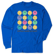 Softball Tshirt Long Sleeve - Softball Makes Me Happy