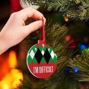 Skiing Round Ceramic Ornament - I'm Difficult