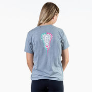 Girls Lacrosse Short Sleeve T-Shirt - Lacrosse Stick Heart (Back Design)